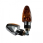 Preview: Mini Blinker "Arrow Grooved" gelbes Glas schwarz kurz (Paar)