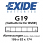 Preview: Gel-Batterie Exide Typ:GELG19 (19AH) für BMW R/K