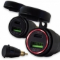 Preview: Doppel-USB 3.0-Adapter  1 x USB + Typ C PD ,rote LED, schwarz, Alu, BMW/Ducati/Triumph, DIN Ø12mm, Hella