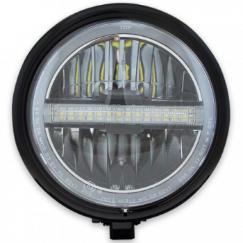 LED-Scheinwerfer "Horizon"  5-3/4", schwarz matt, chrom Reflektor, M10 unten, Ø 155mm, Einsatz Ø 143 mm, E-geprüft