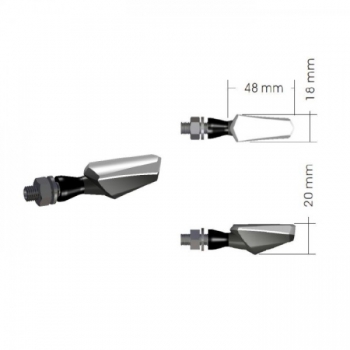 LED COB-Blinker Rücklichtkombi "Nado", schwarz, Alu, M8, L 48xT 18xH 20 mm, getönt, E-geprüft , Paar