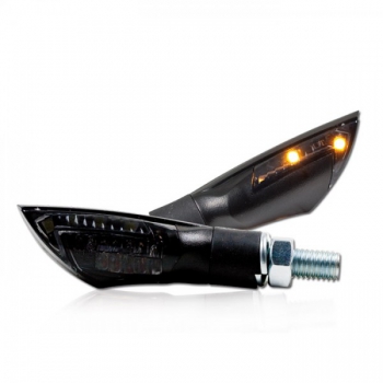 LED-Blinker "Dual", schwarz, Blinkfunktion V + H, M8, L 50 x T 20 x H 18 mm, getönt, E-geprüft, Paar