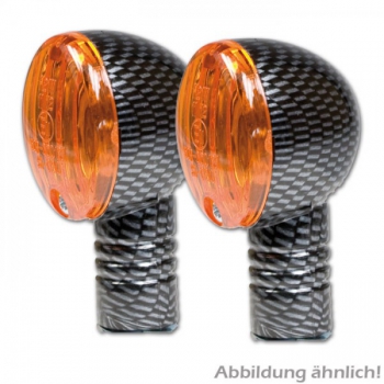 Mini Blinker "Micro Flash" carbonlook lang e-geprüft (Paar)