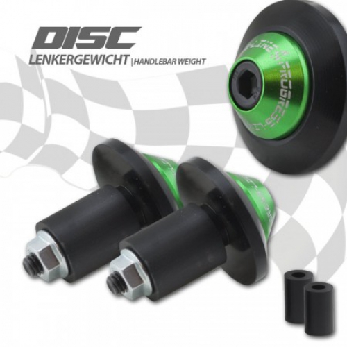 Lenkergewichte "Disc"Alu , schwarz/grün , Paar , 7/8"+1" Lenker mit I Ø 14-19 mm , Ø 35mm