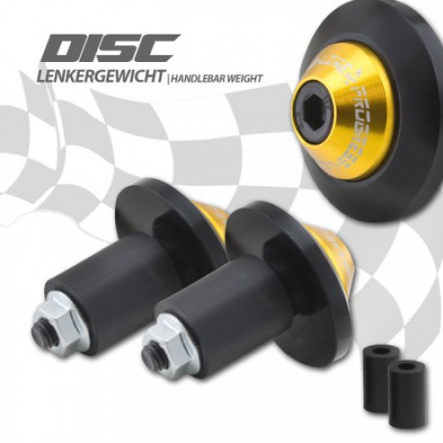 Lenkergewichte "Disc"Alu , schwarz/gold , Paar , 7/8"+1" Lenker mit I Ø 14-19 mm Ø 35mm