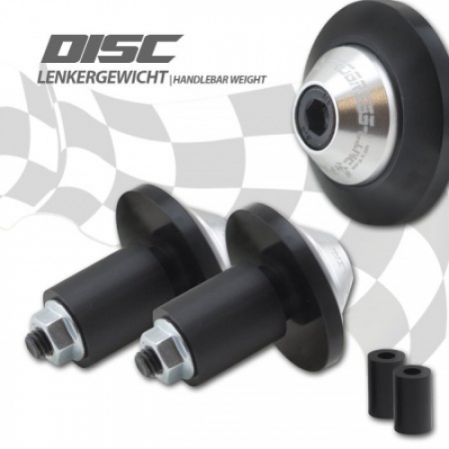 Lenkergewichte "Disc"Alu , schwarz/silber , Paar , 7/8"+1" Lenker mit I Ø 14-19 mm , Ø 35mm