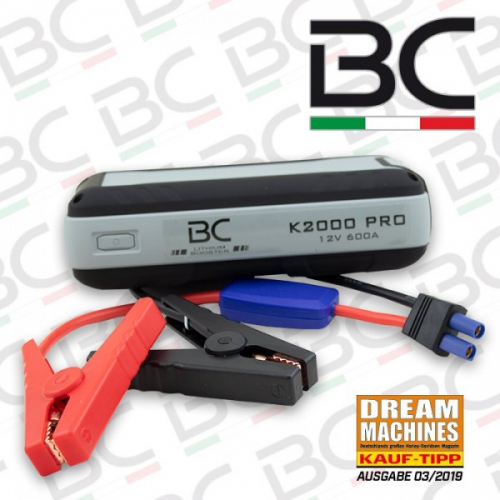 Starthilfe Booster "K2000 PRO" BC  LiFePO4 600A 12V Maße: L 180 x B 85 x H 50 mm  510 gr.leicht