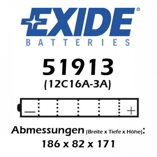 Batterie Exide Typ:51913/12Y16A-3A (20AH) für BMW R/K