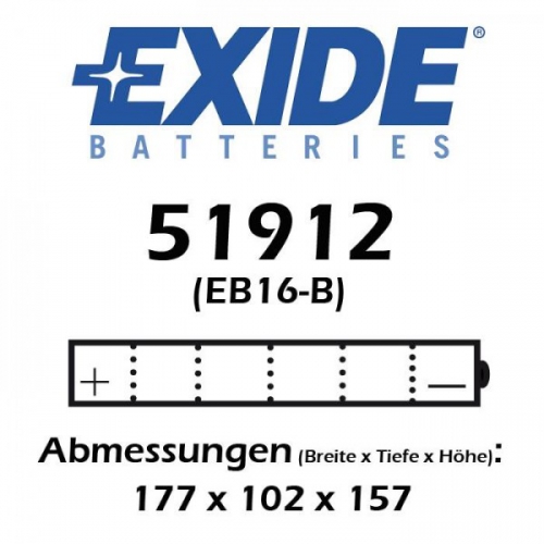 Batterie Exide Typ:51912/YB16B (19AH) für Ducati, Cagiva