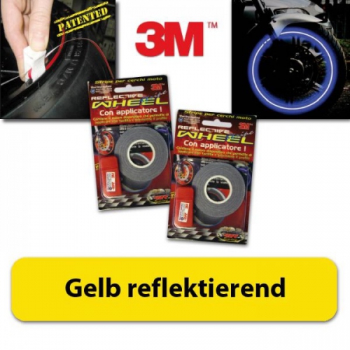 Felgenrandaufkleber gelb reflektierend, -18", 5mm breit, 6m + Aufklebehilf