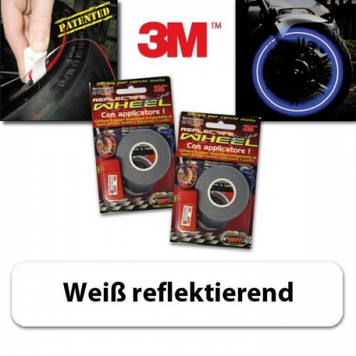 Felgenrandaufkleber Weiß reflektierend, 19-21", 5mm, 7m + Aufklebehilfe